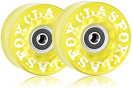 CLAS FOX 78A Indoor or Outdoor 65x35mm Quad Roller Skate Wheels with ABEC-9 Bearings 8 Pcs (Yellow)