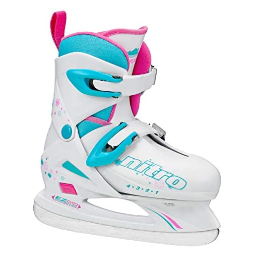 Lake Placid Girls Nitro 8.8 Adjustable Figure Ice Skate, White, Medium