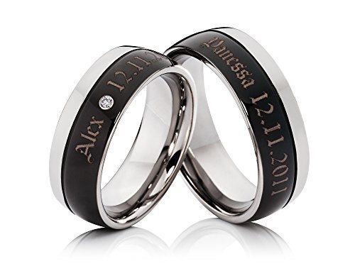 2 anillos Póster con anillos de compromiso anillos con grabado alianzas de titanio con circonitas con grabado Cover