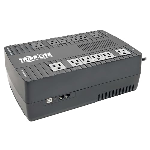 Tripp Lite 900VA Small UPS Battery Backup Surge Protector, AVR Automatic Voltage Regulation, 12-Outlets, Sine Wave, Mini UPS, TV & Computer UPS, 3-Year Warranty & $100,000 Insurance (AVR900U)