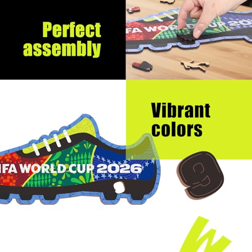 Image of FIFA World Cup 2026 Wooden Puzzles for Kids & Adults, FWC 26 Boot 200 Pieces, Unique Shape Jigsaw Puzzle, 5MM Thick, Officially Licensed Product, 17.7x8 Inch