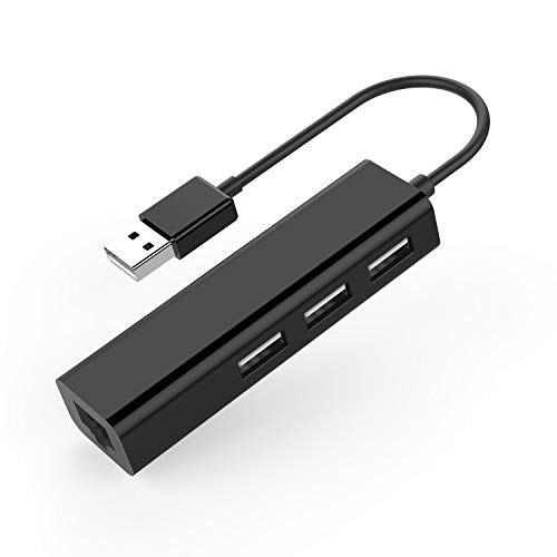 LENTION 3 USB Ports Hub with RJ45 LAN Adapter Laptop Ethernet Dock Network Extender Compatible MacBook Air/Pro (Previous Generation), Chromebook, Windows Laptop, More (CB-USB-HUB-BLK)