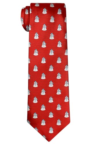 Retreez Christmas Cheerful Snowman Woven Microfiber Boy's Tie - 8-10 years - Red
