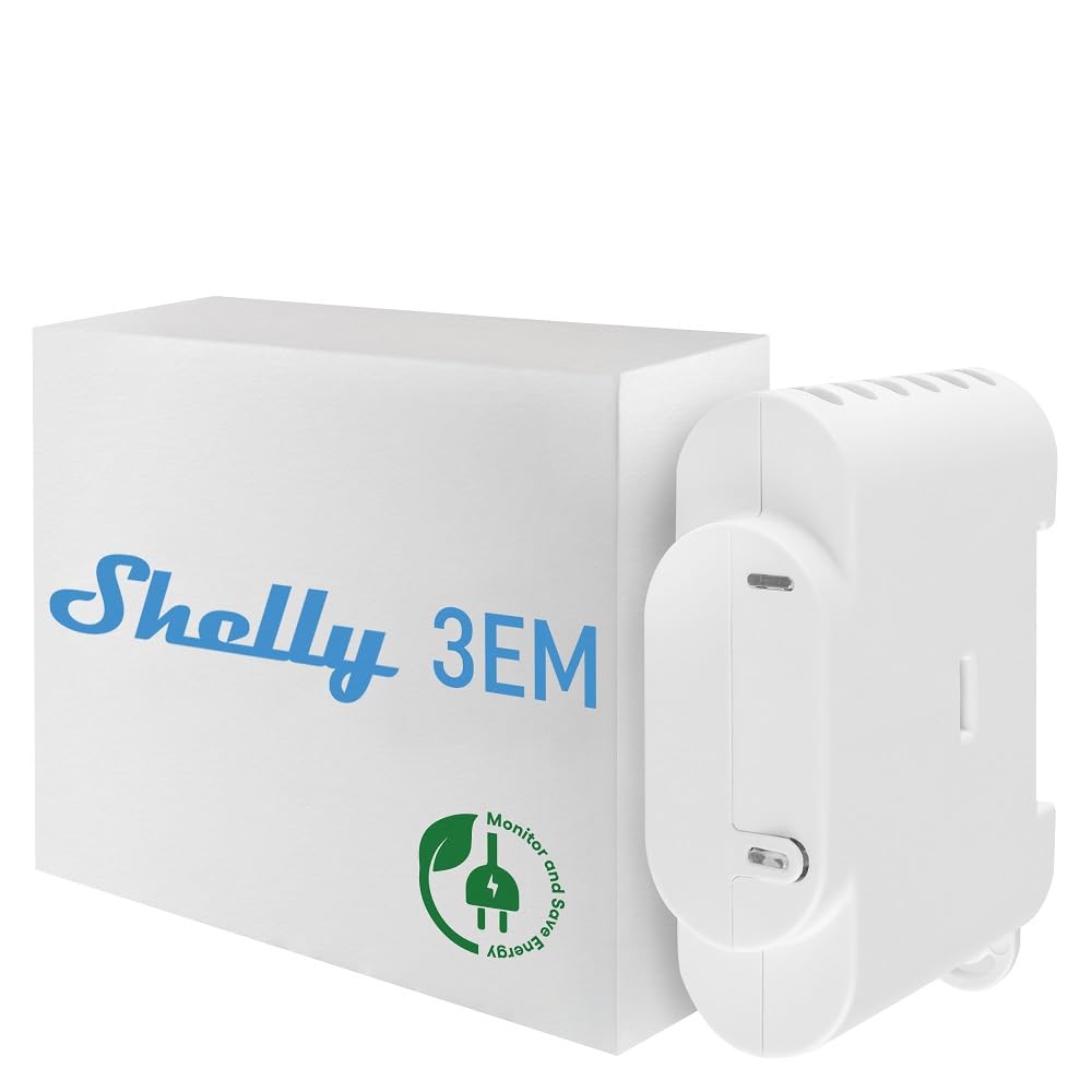 Shelly Shelly 3EM | Compteur d'énergie connecté Wi-Fi | Contrôle bidirectionnel | 3 canaux (120A chacun) | Mesure production photovoltaique | Compatible Alexa & Google Home | App iOS Android