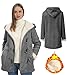 AI'MOURI Windproof Sherpa Lined Outerwear for Women Winter, Fashion Fleece Hooded Overcoat with Pockets, Warm and Thicken Parka Jacket S-2XL Outdoor (Gray, L)