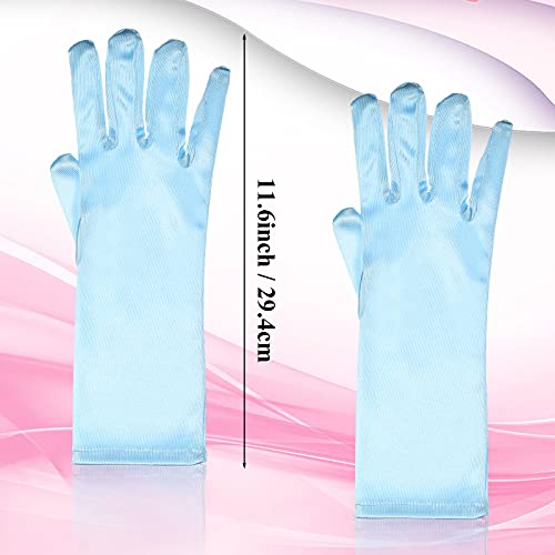 Geyoga 12 Pairs Princess Silky Satin Gloves Princess Dress up Long Gloves for 3-8 Years Old Girls, Wedding, Formal Pageant4