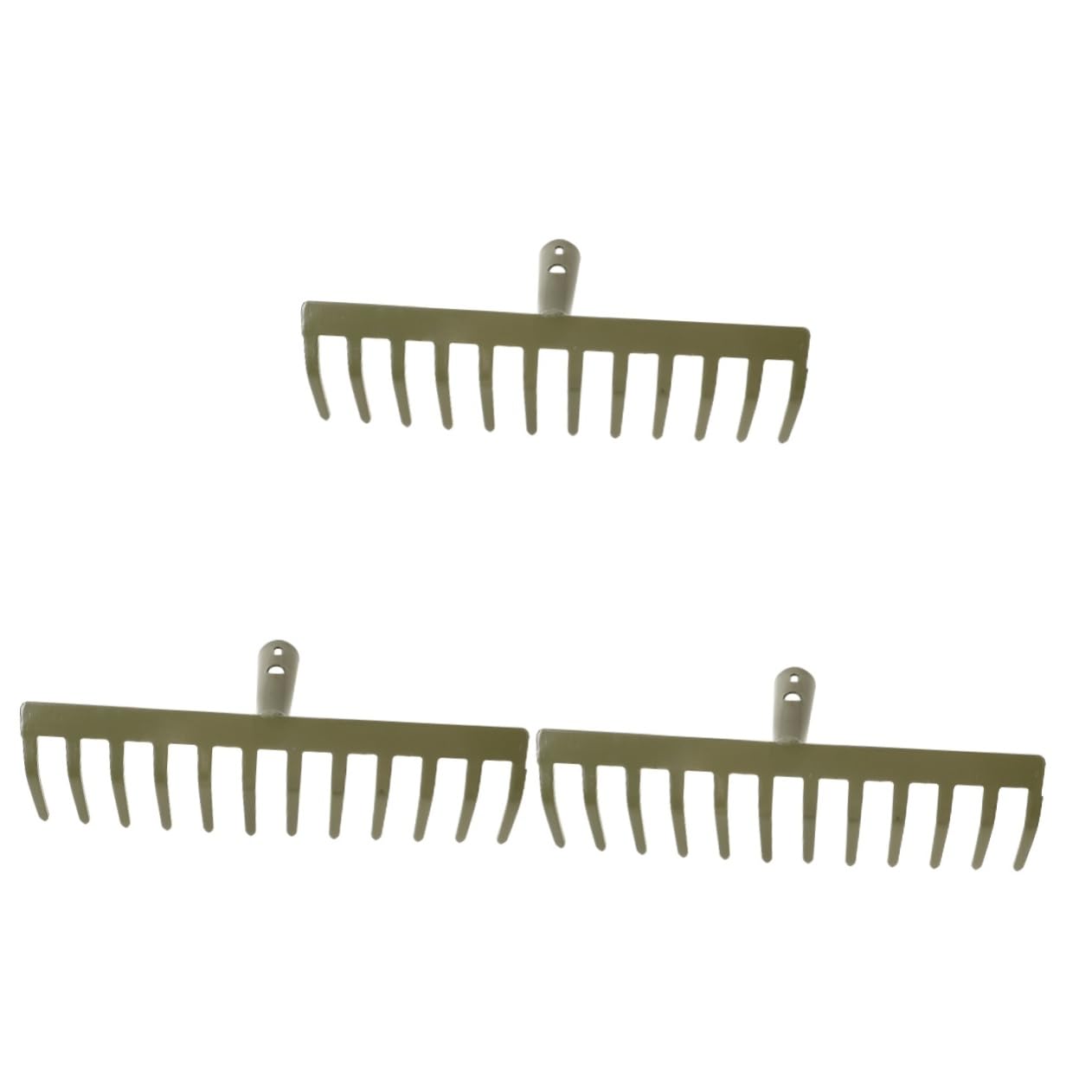 Gadpiparty 3piezas Rastrillo De Jardín De Metal De Dientes Herramienta De Jardinería Ergonómica para Rastrillar Suelo Césped y Huertos y