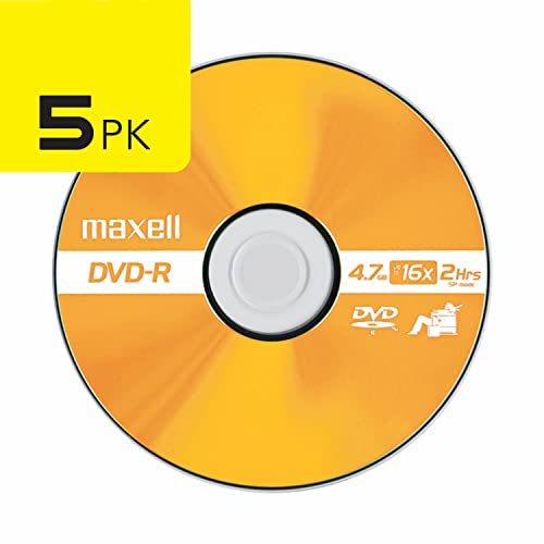Image of Maxell 638033 DVD-R Gold - Superior Archival Life for Storing Valuable Data -Write Once DVD-R 4.7 Gb Card 5 Disc Pack,Multicolor