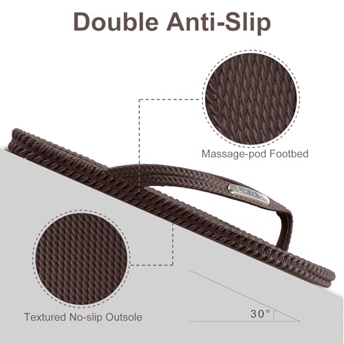 Image of LAVAU Flip Flops for Women, Waterproof Non Slip Thong Sandals for Shower Beach Pool, 100% Recyclable