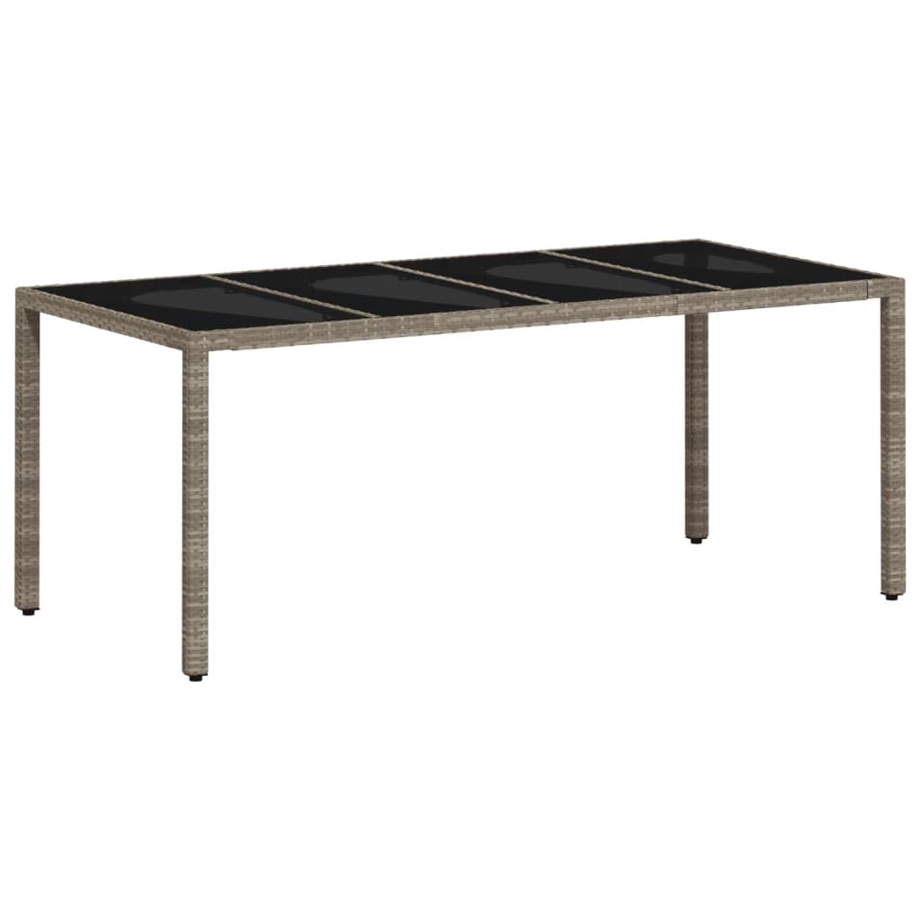 Myheimly Gartentisch mit Glasplatte Hellgrau 190x90x75 cm Poly Rattan