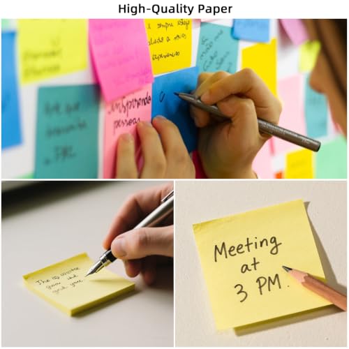 Image of (12 Pads) Sticky Notes 3x3 Inches,Bright Colors Self-Stick Pads