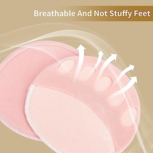 Image of 4 Pairs Honeycomb Fabric Forefoot Pads Women High Heels Invisible Socks High Heel Comfort Pads for Relieving Foot Fatigue Comfortable Non-Slip Corrective Toe Socks Pad (Pink)