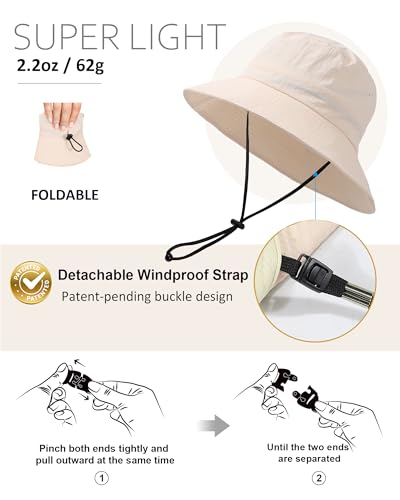 Image of Water-Resistant Bucket Hat for Women Men Rain Hat UPF 50+ Boonie Sun Hat Foldable Summer Floppy Fishing Safari Hats
