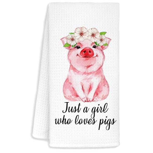 Jvpke Floral Just a Girl Who Loves Pink Pig Kitchen