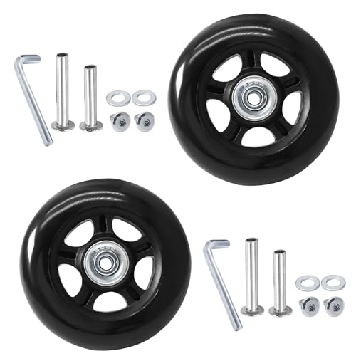 Image of Luggage Wheels Replacement, 84 x 24mm, Black Rubber, 2pcs