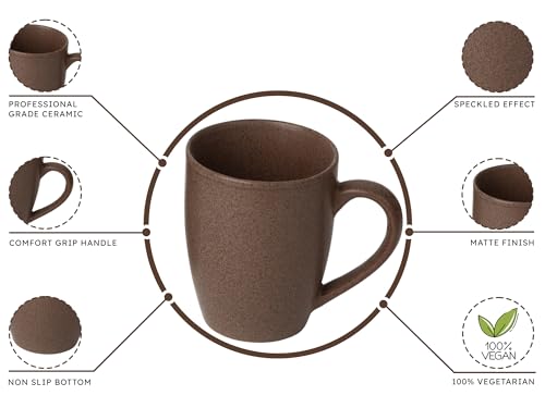 Image of Bodhi House Handcrafted Ceramic Coffee Mug Set of 2 Pieces (300 Ml), Stoneware Tea Cup, Microwave Safe Medium Milk Mug, Matte Finish, Ideal for Daily use, Casual Gatherings and Gifting, Coffee Brown