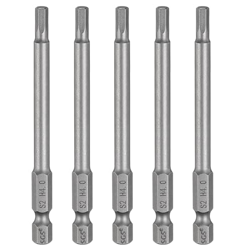 HARFINGTON 5pcs H4.0 Hex Head Drill Bit Wrench 4mm Metric Flat Tip 1/4