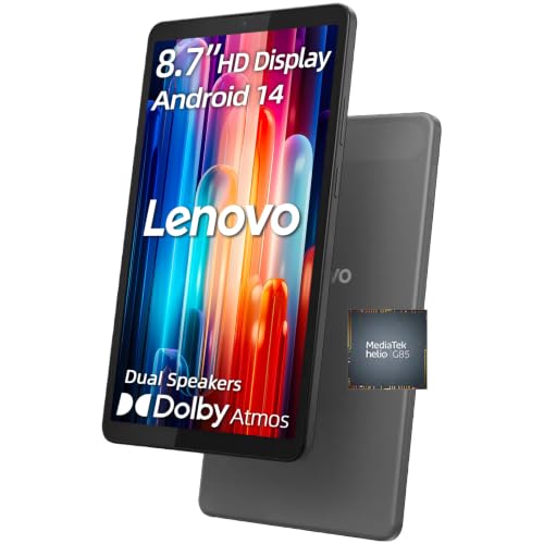 Image of Lenovo Tab One 8.7 inch HD Tablet, 4GB RAM 128GB Storage(eMMC+64GB SD), 60Hz | MediaTek Processor, Android 14, Dolby Atmos Dual Speakers, Long Battery Life, Wi-Fi, Light, Portable, Luna Grey
