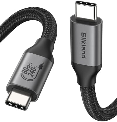 Silkland 80Gbps USB 4 for Thunderbolt 5 Cable 4FT, 120Gbps Bandwidth, 240W