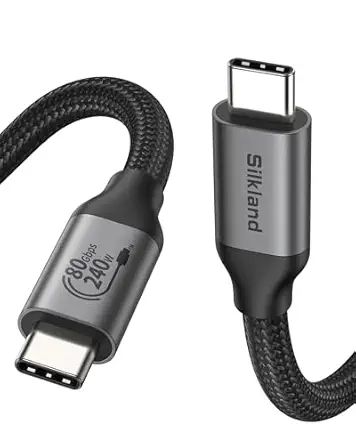 Silkland 80Gbps USB 4 for Thunderbolt 5 Cable, [USB-IF Certified] 120Gbps Bandwidth for 16K/Dual 8K, 240W Charging, High Speed USB C Cable Compatible Thunderbolt 4, MacBook,iPhone 17, Mac Mini,SSD,4FT