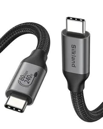 Silkland 80Gbps USB 4 for Thunderbolt 5 Cable 6.6FT/2M, 120Gbps Bandwidth for 16K/Dual 8K, 240W Fast Charging, USB C Monitor Cable Compatible Thunderbolt 4, iPhone 17/16, Monitor, MacBook M4 Pro, Dock