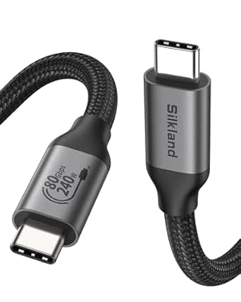 Silkland 80Gbps USB 4 for Thunderbolt 5 Cable 4FT, [USB-IF Certified] 120Gbps Bandwidth for 16K/Dual 8K, 240W, Braided USB C Video Cable Compatible Thunderbolt 4, iPhone 17, Mac mini, SSD, MacBook