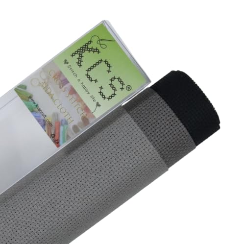 Image of KCS 3 pc of 15 inch x 18 inch(38cmx45cm) 16 Count Cross Stitch Cotton Aida Cloth Needlework Rolled Fabric Box,16CT,Medium Grey+Dark Grey+Black