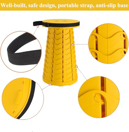 Image of Fishboy Upgraded Collapsible Stool, 400lbs Max Weight, Lightweight But Sturdy, Portable Retractable Folding Telescoping Foldable Camping Stool for Adults Outdoor Fishing Hiking BBQ