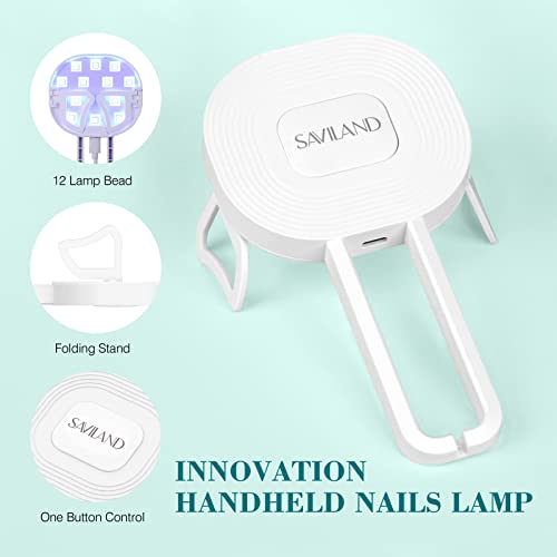 SAVILAND Gel Nail Kit with Curing Lamp: 500 pcs Stiletto Nail Tips 4 In 1 Glue Gels with Medium Stiletto Gel Nails Tip and Curing Lamp Acrylic Nails Art DIY Manicure Home Salon Gift