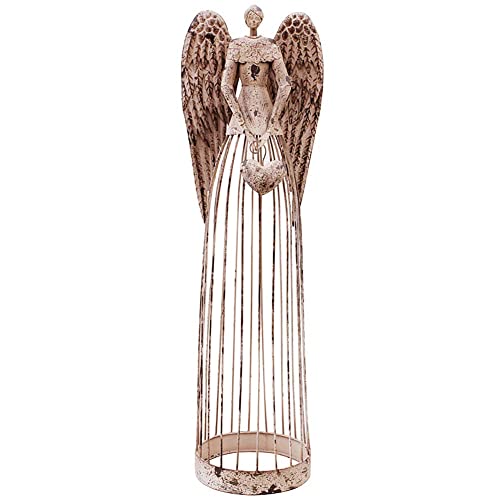 Linfevisi Garden Angel Statue Decor Rustic Metal Angel Sculpture Garden Yard Art Heavenly Home Decor Antiqued Accent Housewarming Garden Gift (Heart) #TOP1