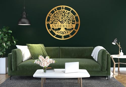Reloj de pared metálico personalizado árbol de la vida 12" miniatura 6