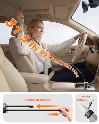 SUPERONE 5-in-1 Retractable Car Charger with Dual Cables, 90W Car Phone Charger Fast Charging, Compact USB C Car Charger Adapter with Multi Ports for iPhone 17/16/15/14/13, Galaxy, Pixel, ipad - Black — view 5