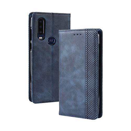 Étui Motorola One Action bleu anti-rayure pour ranger vos cartes en toute sécurité