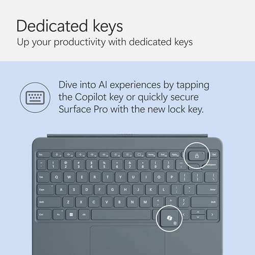Microsoft Surface Pro Keyboard for Surface Pro 12" Device, Keyboard Only, Alcantara Material, Ocean - image 6