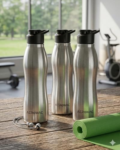 Image of Silva Stainless Steel Water Bottle 1000ml | Single Wall, Lightweight, Leak Proof, BPA-Free Bottle | Suitable for Office, Gym, School, College and Travel (Matte Silver, Pack of 3)