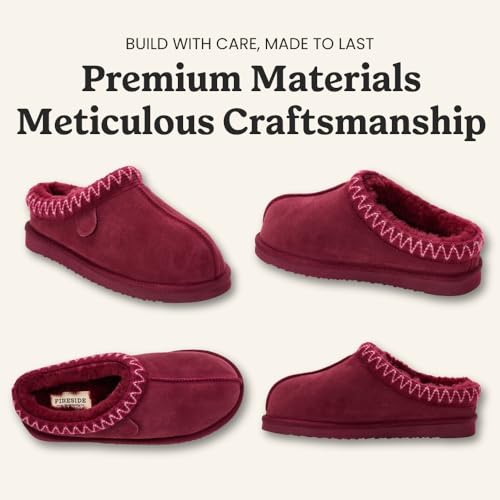 Image of Fireside by Dearfoams Women's Greta Genuine Shearling Clog Slippers, 100% Natural Suede Clogs for Outdoor & Indoor