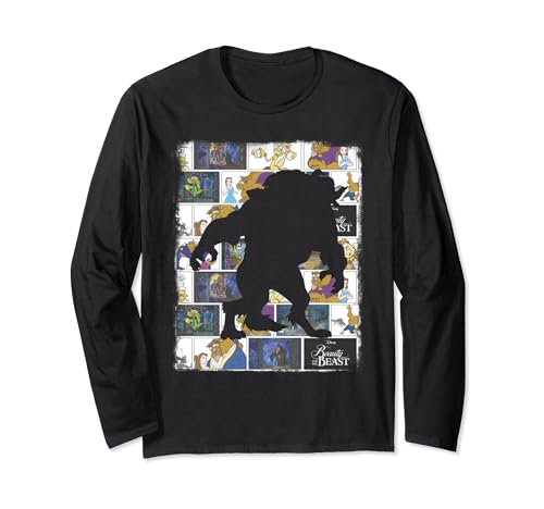T-shirt manches longues Disney La Belle et la Bête avec silhouettes de personnages
