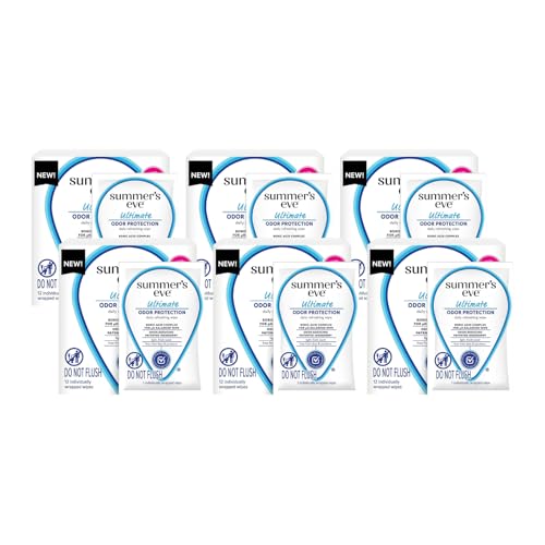 Cleansing Wipes, On the Go Intimate Body Wipes, Individually Wrapped, with Boric Acid Complex, pH Balanced, 12 Count (Pack of 6)