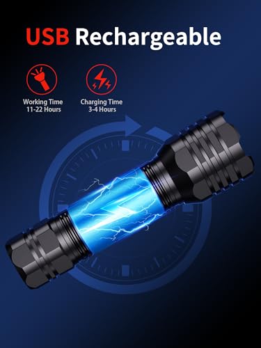 Mesqool 2 Pack Rechargeable Flashlights 400 Lumens, IP68 Waterproof, Bright Mini Flash Light, Led Flashlight with 5 Lighting Modes for Camping, Hiking, Emergency Lights for Home (Built-in Battery)