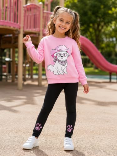 Image of Little Girls Outfits 2 Piece Toddler Long Sleeve Sweatshirt Leggings Pants Fall Winter Clothing Set 2-10 Years