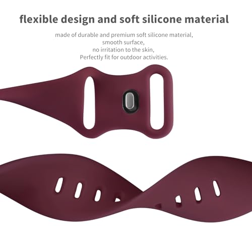 Image of Sport Bands Compatible with Apple Watch Band 38mm /40mm /41mm /42mm /44mm /45mm /49mm Women Men,Soft Silicone Strap Compatible with iWatch Ultra2 /Ultra Series10 /9 /8 /7 /6 /5 /4 /3 /2 /1 /SE Burgundy Red