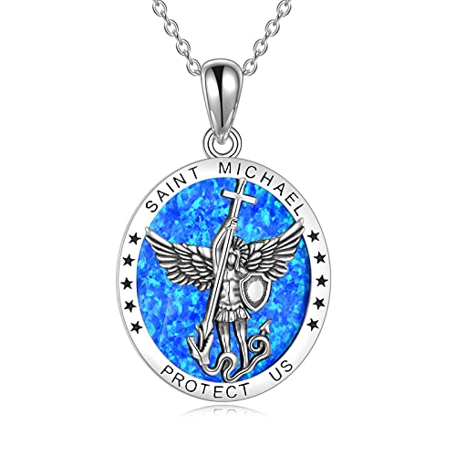 YFN Sterling Silver St Michael/St Christopher/Jesus/Virgin Mary Necklace for Men Women Catholic/Protector/Talisman Michael Archangel Medal Necklace Jewelry 18+2