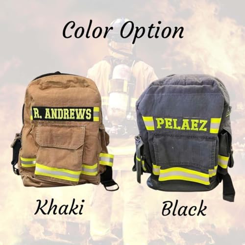 Personalized Firefighter Turnouts Backpack with Embroidery Name, Custom Upcycled Firefighter' Backpack Adventure Gear Bag Tactical Backpacks Firefighter Gift3