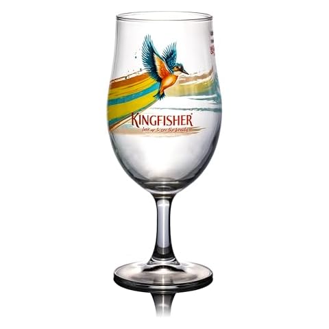 GarageBar Kingfisher Nucleated Beer Glass with Drip Mats Cover