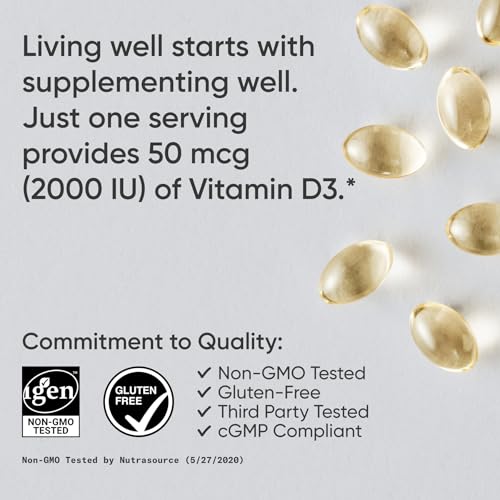 Image of Sports Research Vitamin D3 2000 IU with Coconut MCT Oil - Double Strength Vitamin D Supplement - Non-GMO Verified, Gluten & Soy Free - 50mcg, 360 Liquid Softgels