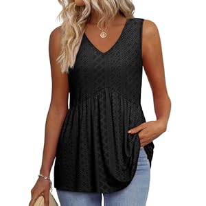 OFEEFAN Womens Tank Tops 2025 Flowy Peplum To...
