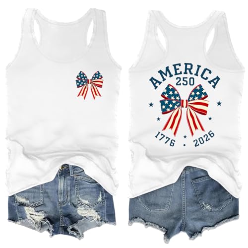 Image of Ithalt Womens American Flag Shirts 4th of July Outfits USA T-Shirt Patriotic Tank Shirt Fourth of July Sleeveless Tops