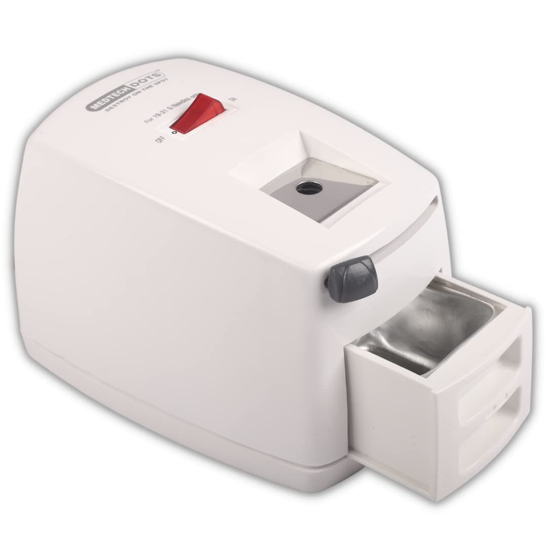 Medtech Needle Burner & Syringe Destroyer, Model: Medtech Dots, Two-Second Operation, Rust-Free Cutter, Shockproof, High-Grade Steel Cutter, Extra Safety