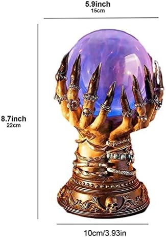 lyrlody Halloween Crystal Ball, Flashing Plasma Ball Crystal Ball Light with Fortune Telling Table Witch Celestial Glass Ball, for Halloween Decoration (e)