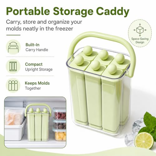 Molde de silicona para palitos de hielo con contenedor verde miniatura 4